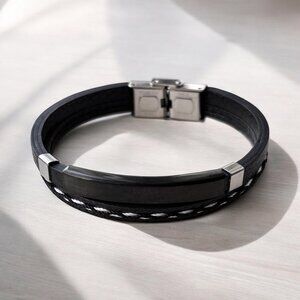 Leather Black Men Bracelet